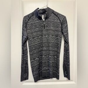 Lululemon Rest Less 1/4 Zip Heathered Black womens running size medium 8 EUC